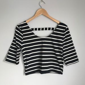 Black and White Striped Crop Top